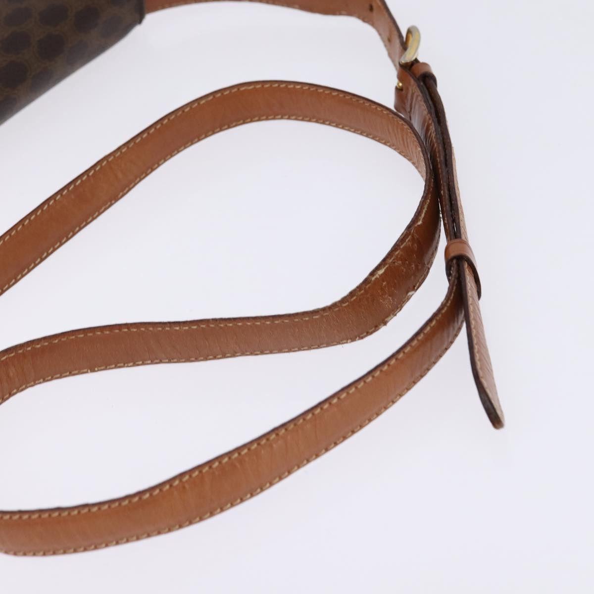 Celine CELINE Macadam Canvas Shoulder Bag PVC Leather Brown Gold Authentic 128916