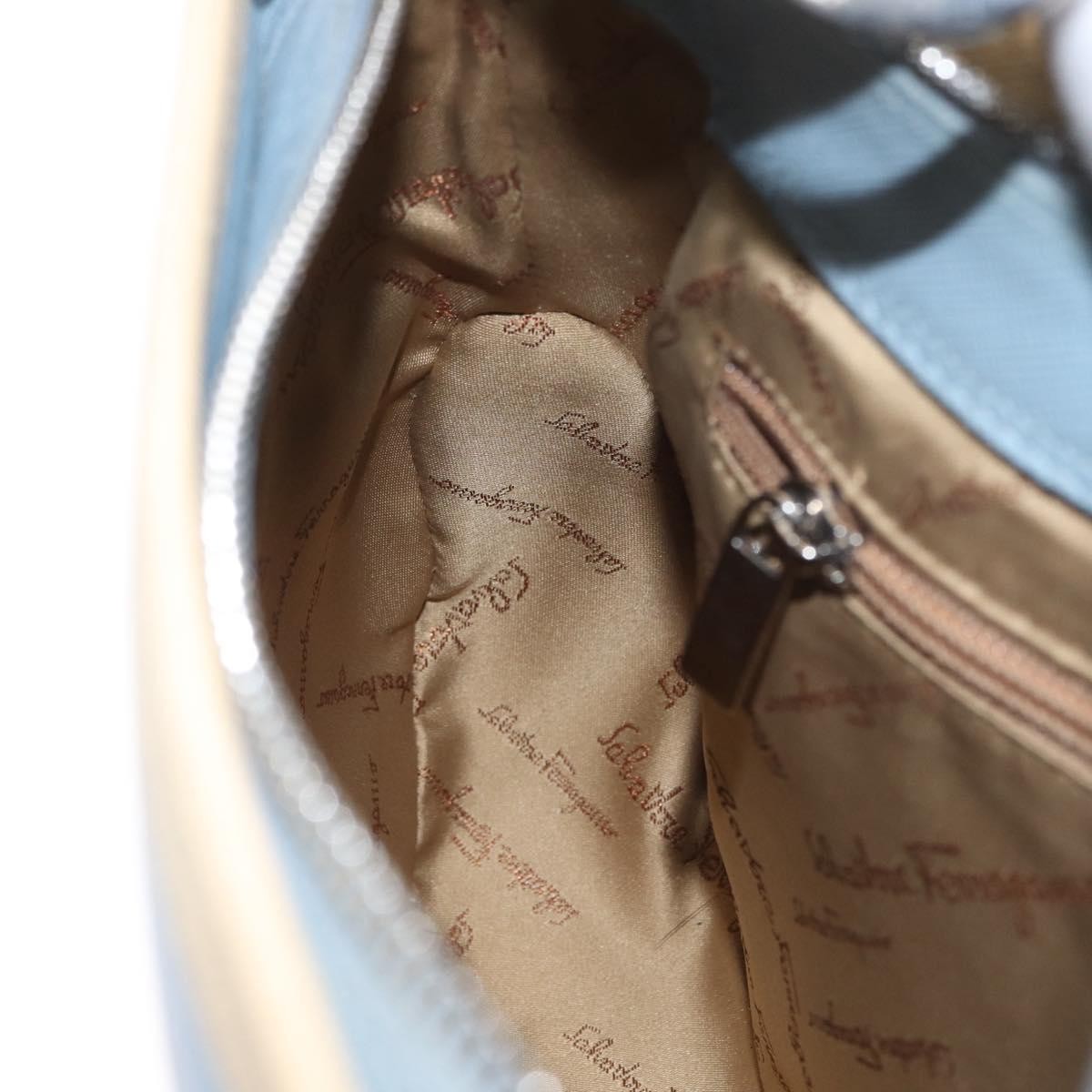 Salvatore Ferragamo Salvatore Ferragamo Gancini Shoulder Bag Leather Light Blue Silver Authentic fm5224