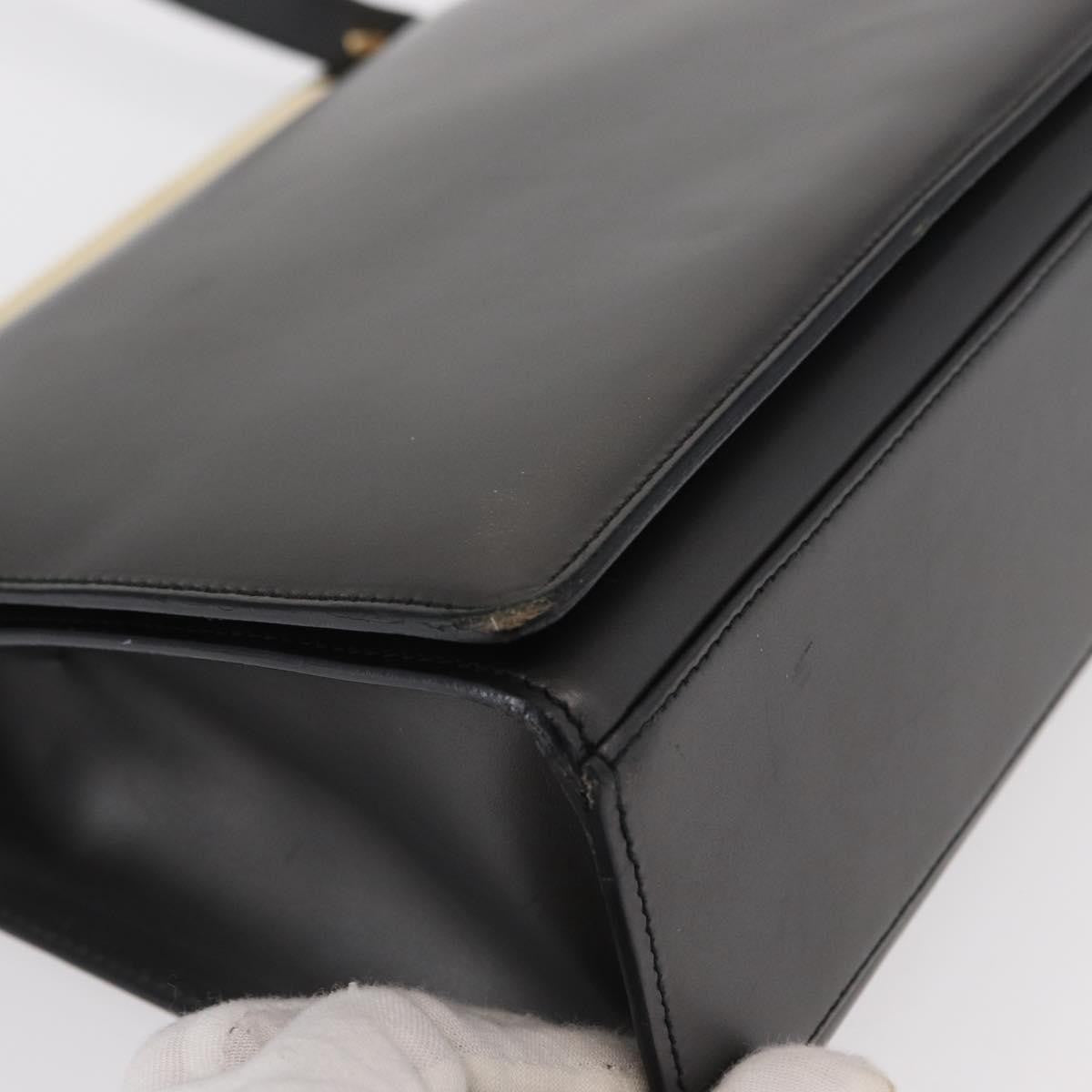 Gucci GUCCI Shoulder Bag Leather Black Gold Authentic BA8638