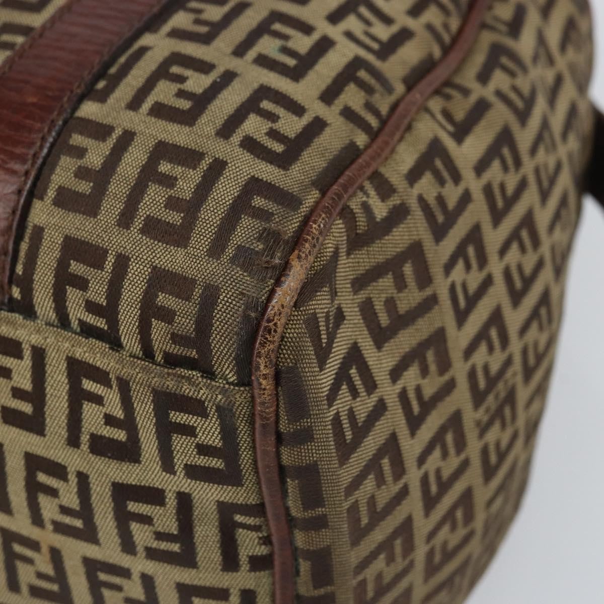 Fendi FENDI Zucchino Canvas Hand Bag Beige Gold Authentic ka2154