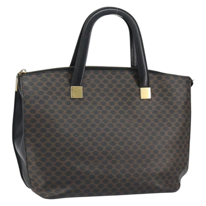 Celine CELINE Macadam Canvas Tote Bag PVC Leather Black Gold Authentic 168706