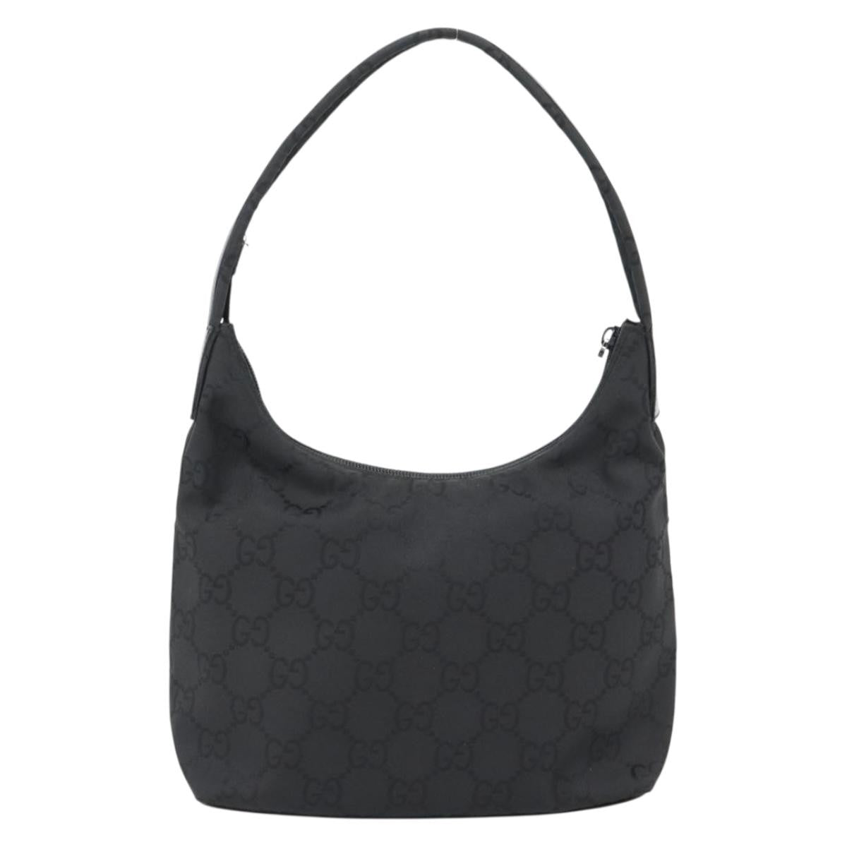 Gucci GUCCI GG Canvas Shoulder Bag Nylon Black Silver 01 3386 Authentic 178845