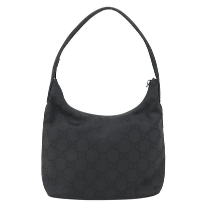 Gucci GUCCI GG Canvas Shoulder Bag Nylon Black Silver 01 3386 Authentic 178845