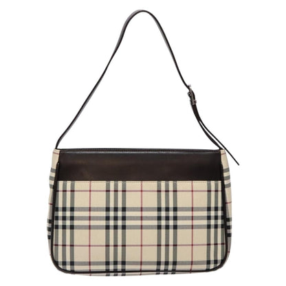 Burberry BURBERRY Nova Check Shoulder Bag Canvas Beige Silver Authentic 138176