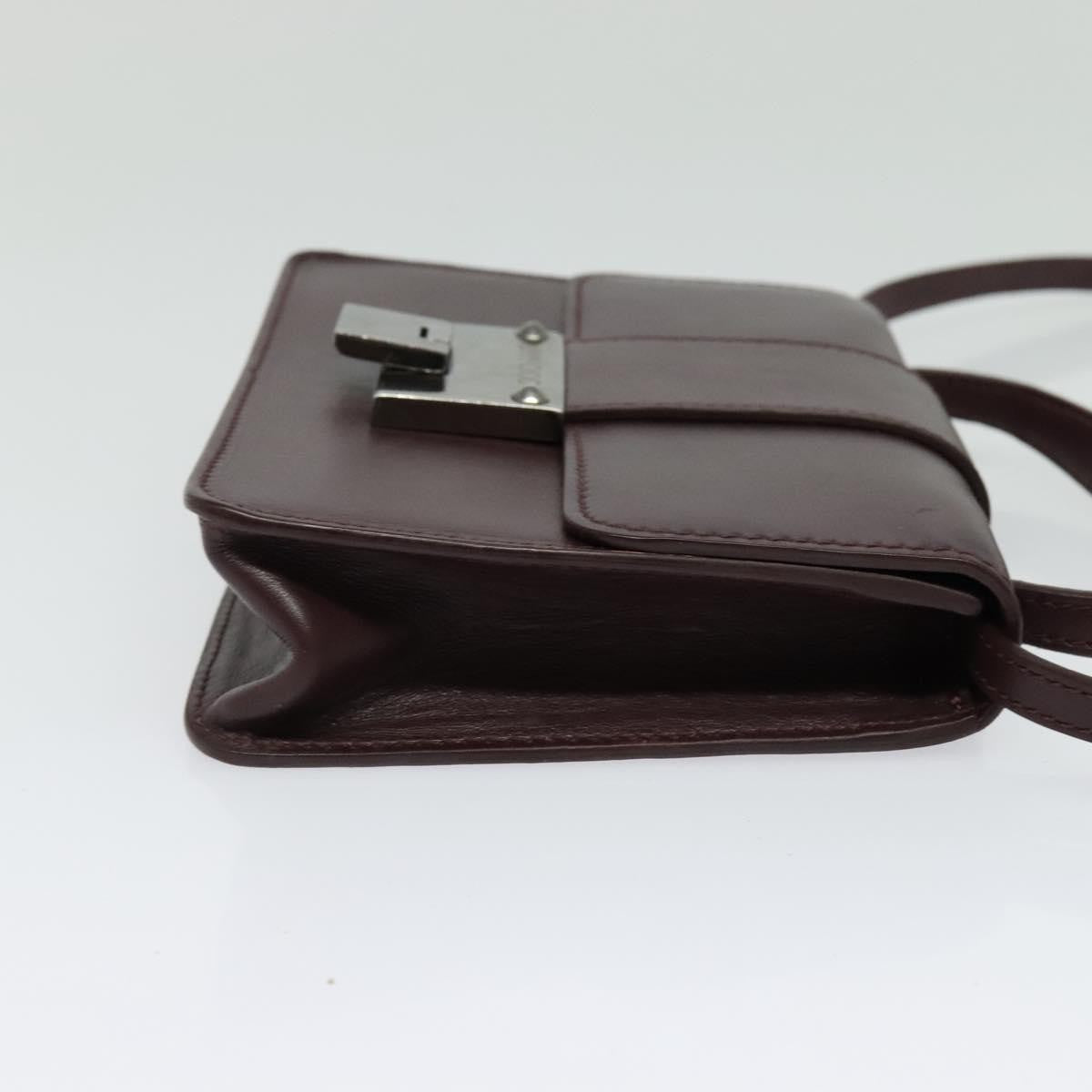 Jimmy Choo Jimmy Choo Hand Bag Leather Bordeaux Silver Authentic BA5034