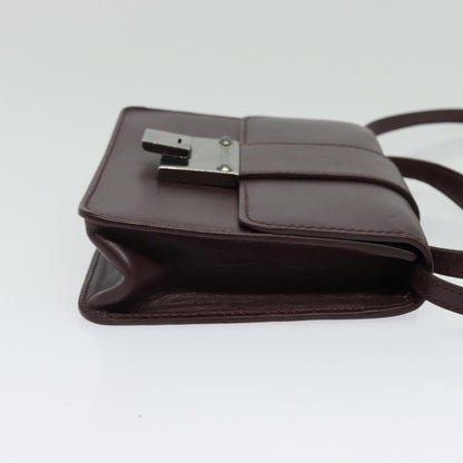 Jimmy Choo Jimmy Choo Hand Bag Leather Bordeaux Silver Authentic BA5034