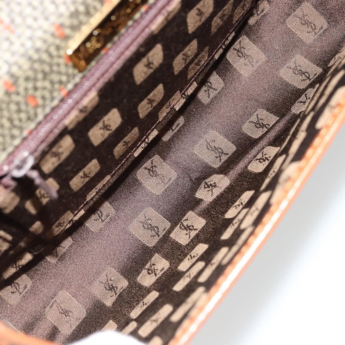 Saint Laurent SAINT LAURENT Hand Bag Coated Canvas 2way Khaki Gold Authentic bs34511