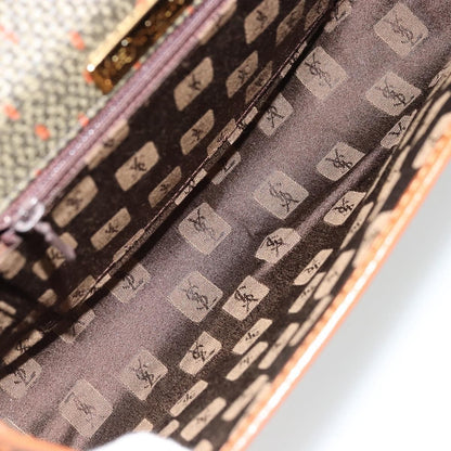 Saint Laurent SAINT LAURENT Hand Bag Coated Canvas 2way Khaki Gold Authentic bs34511