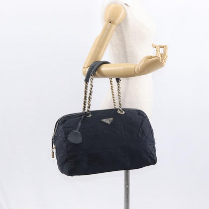 Prada PRADA Shoulder Bag Nylon Navy Gold Authentic 151665