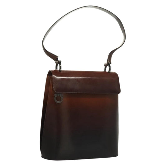 Salvatore Ferragamo Salvatore Ferragamo Gancini Shoulder Bag Leather Brown Authentic 132512
