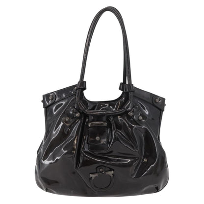 Salvatore Ferragamo Salvatore Ferragamo Gancini Hand Bag Patent leather Dark Brown Authentic bs35239
