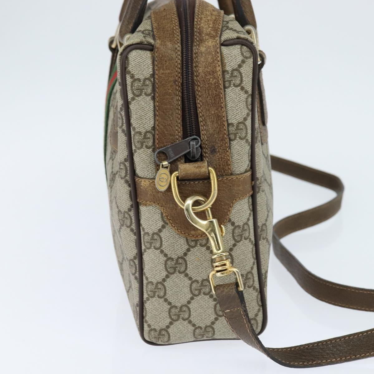 Gucci GUCCI GG Supreme Web Sherry Line Hand Bag PVC 2way Beige 67 02 3839 Authentic 148415