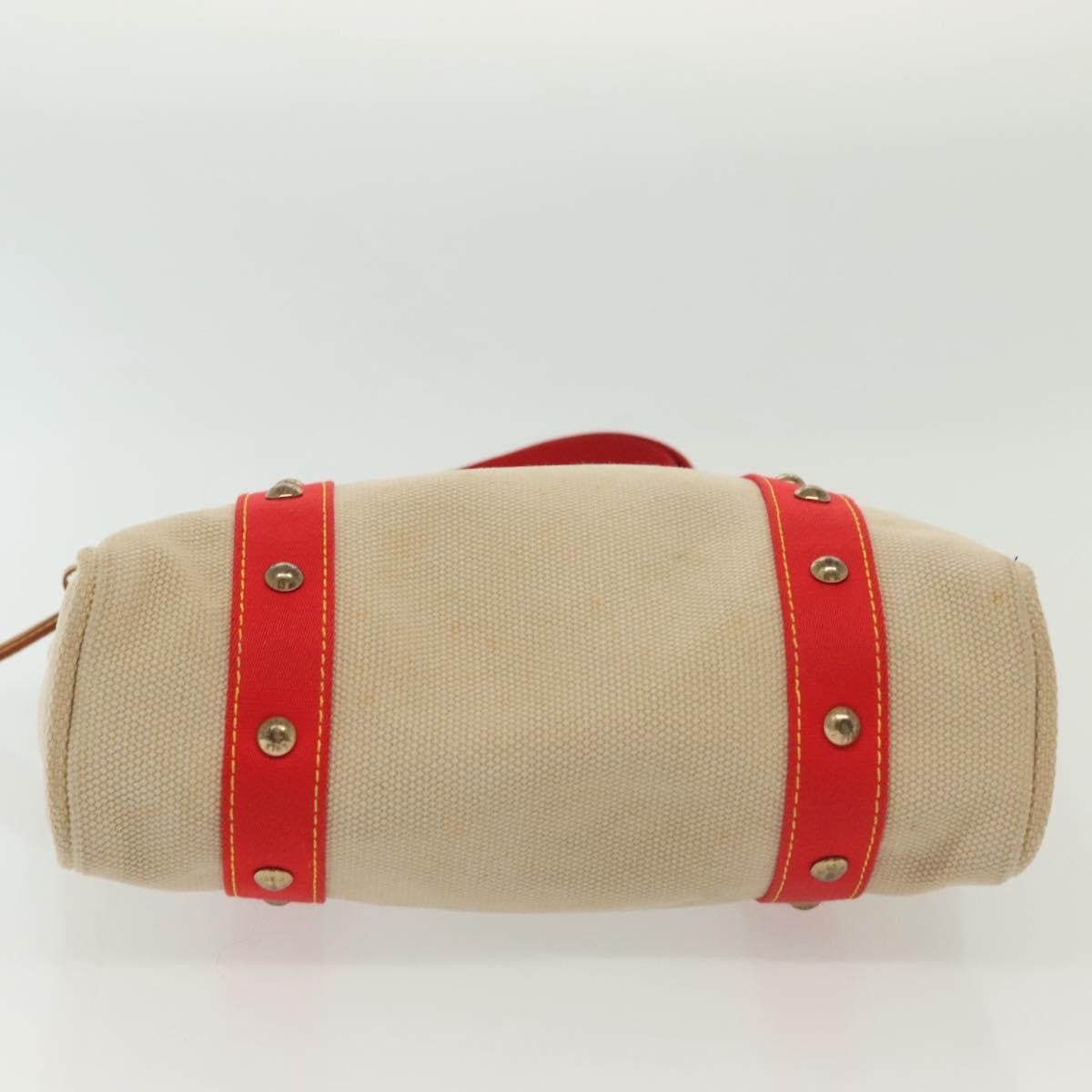 Louis Vuitton LOUIS VUITTON Antigua Cabas MM Tote Bag Beige Red M40035 LV Authentic 137278