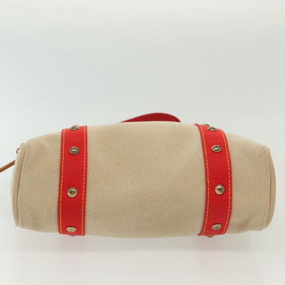 Louis Vuitton LOUIS VUITTON Antigua Cabas MM Tote Bag Beige Red M40035 LV Authentic 137278