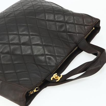 Chanel CHANEL Matelasse Tote Bag Leather Brown Gold CC Authentic bs28459