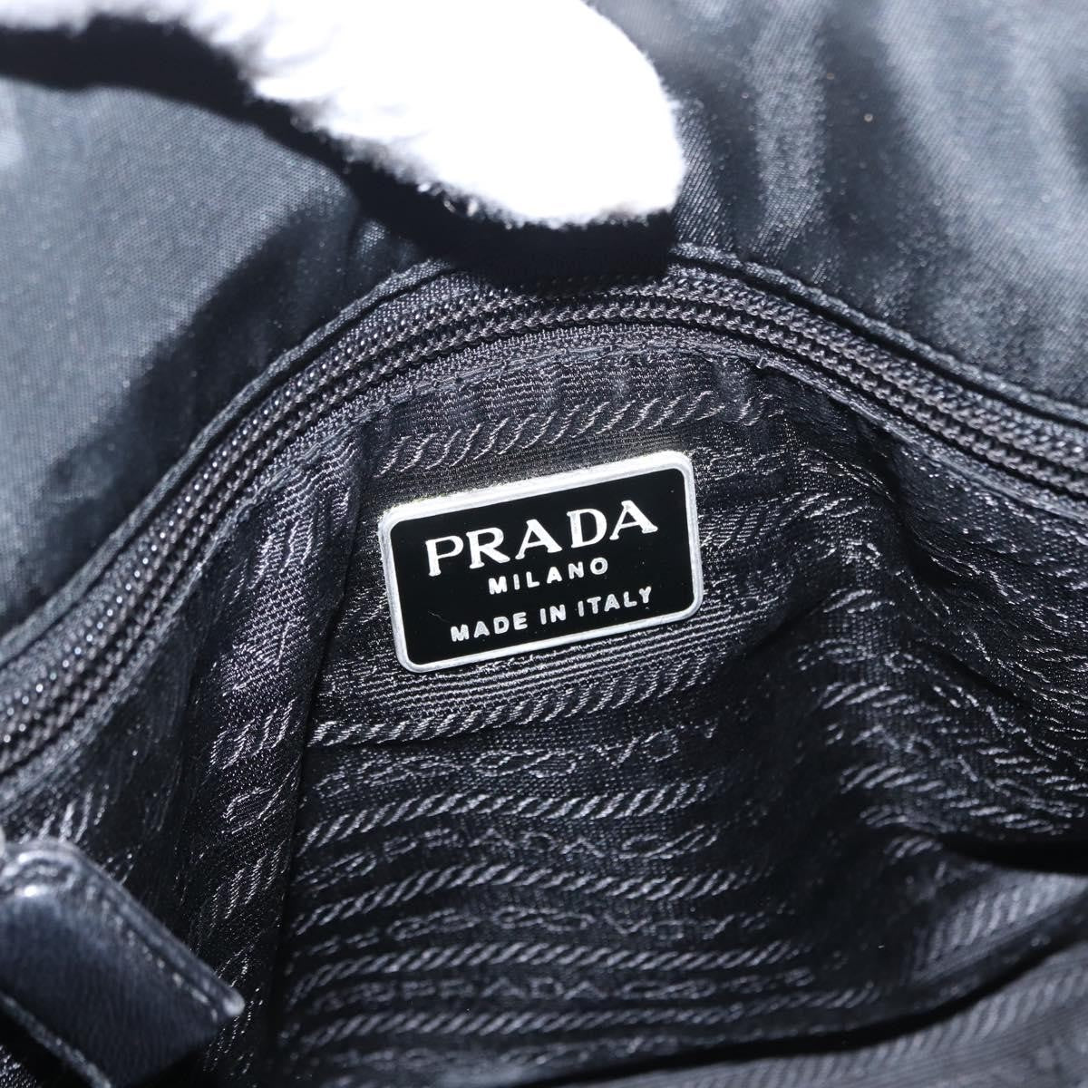 Prada PRADA Chain Shoulder Bag Nylon Black Silver Authentic 153059