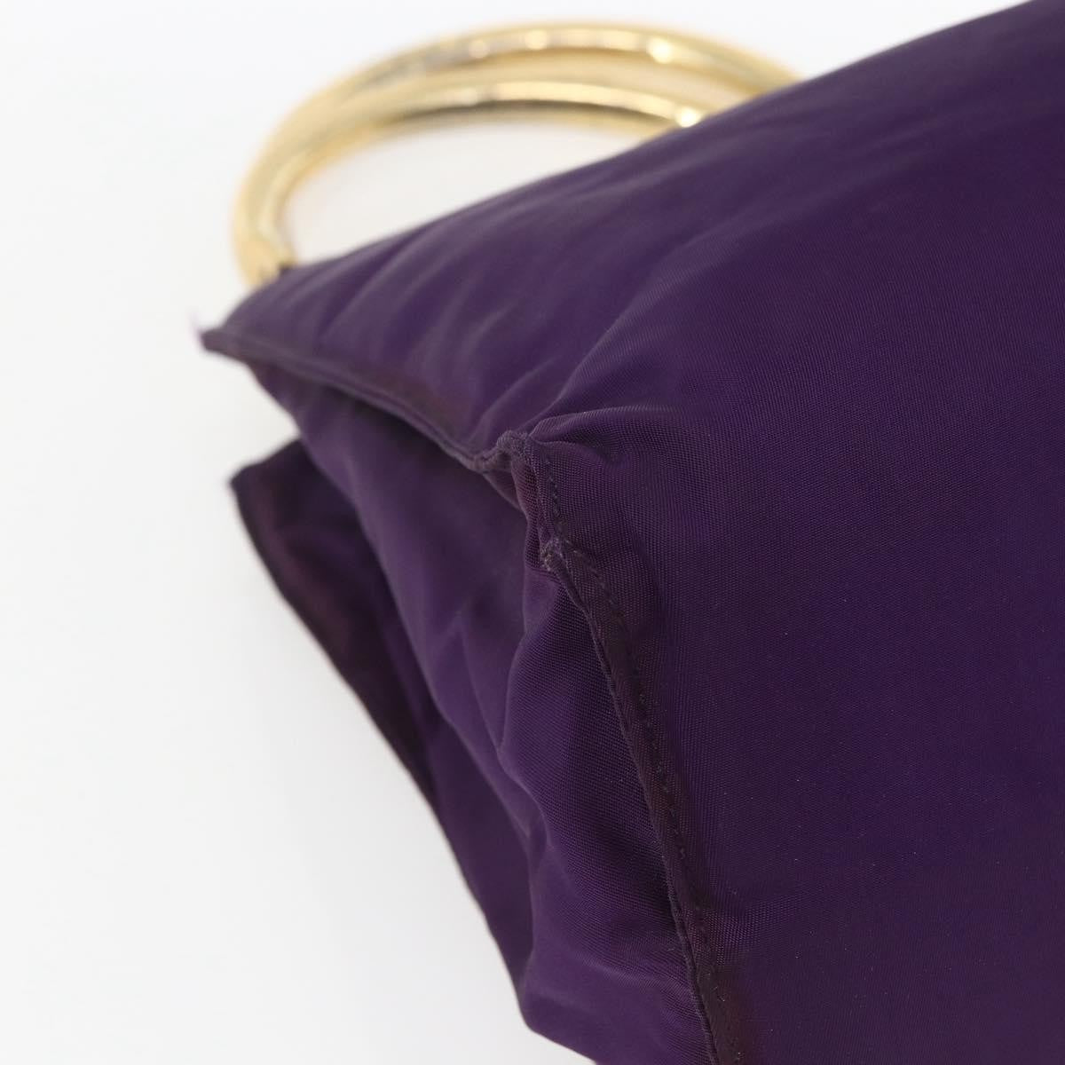Prada PRADA Hand Bag Nylon Purple Gold Authentic ti3637