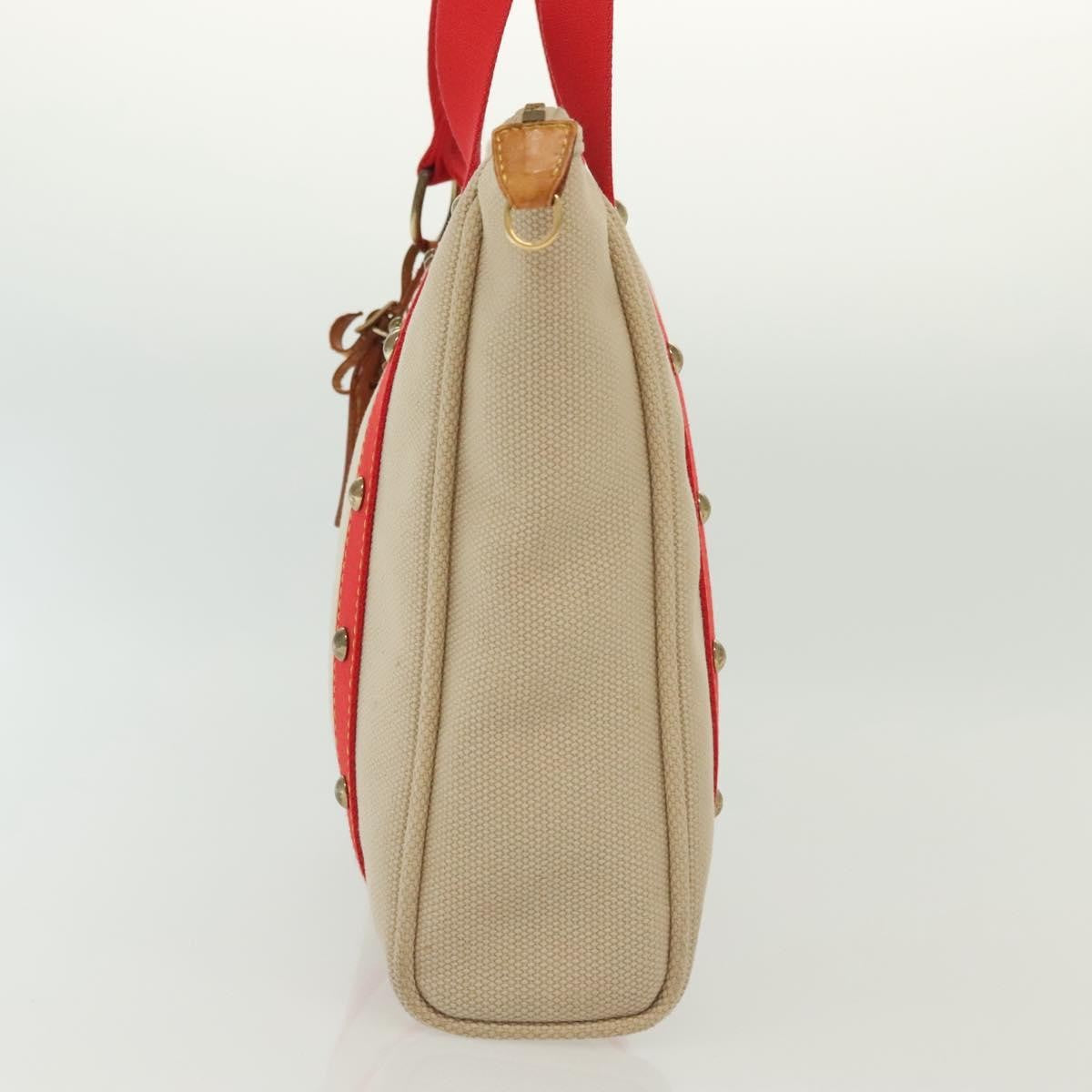 Louis Vuitton LOUIS VUITTON Antigua Cabas MM Tote Bag Beige Red M40035 LV Authentic 137278