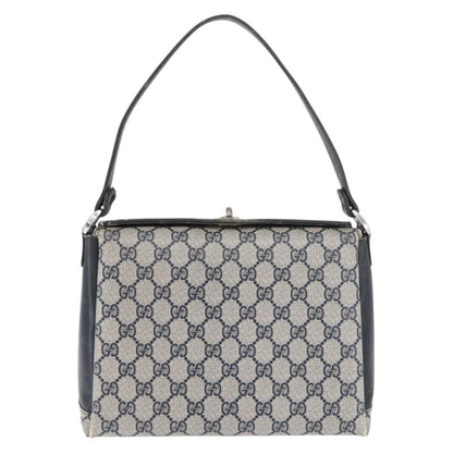 Gucci GUCCI GG Supreme Shoulder Bag PVC Navy Silver Authentic BAZ550