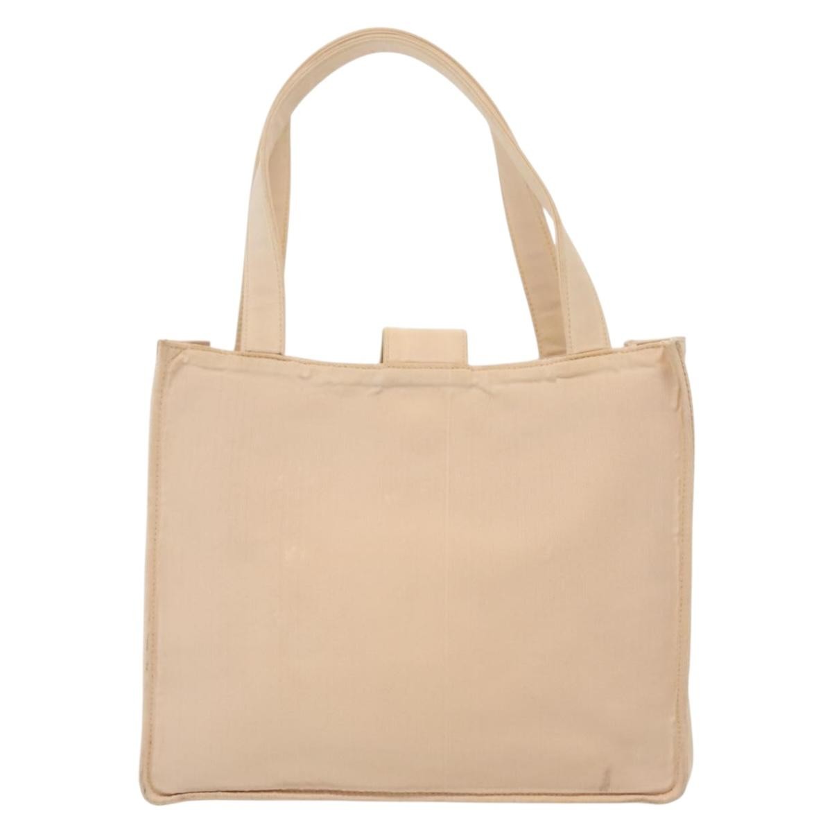 Chanel CHANEL COCO Mark Hand Bag Nylon Beige Gold CC Authentic 141982