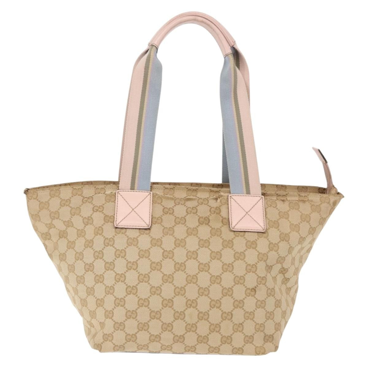 Gucci GUCCI GG Canvas Sherry Line Tote Bag Beige Pink 131230 Authentic 152017