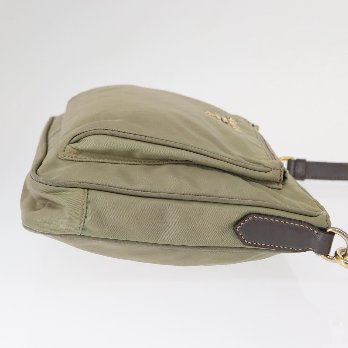 Prada PRADA Shoulder Bag Nylon Leather Beige Gold Authentic SW1841