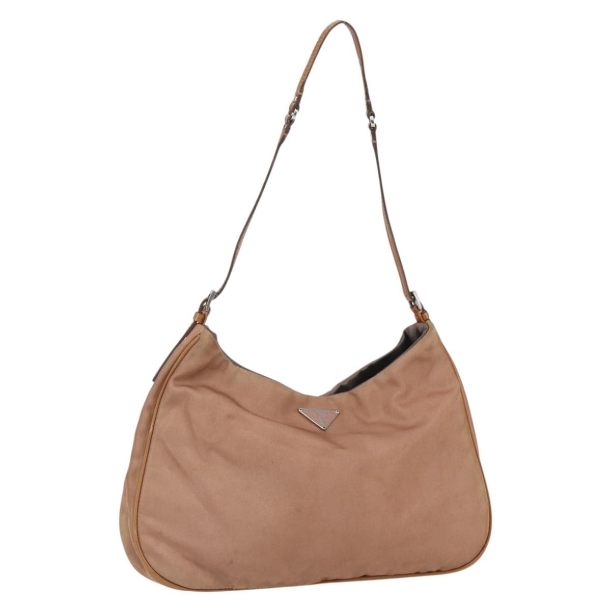 Prada PRADA Shoulder Bag Nylon Beige Gold Authentic 162843