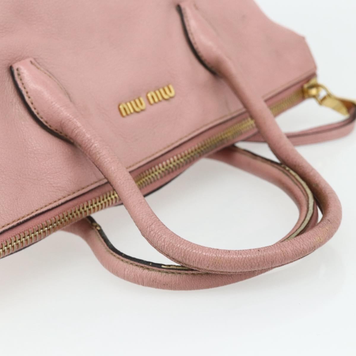 Miu Miu Miu Miu Hand Bag Leather Pink Gold Authentic 180081