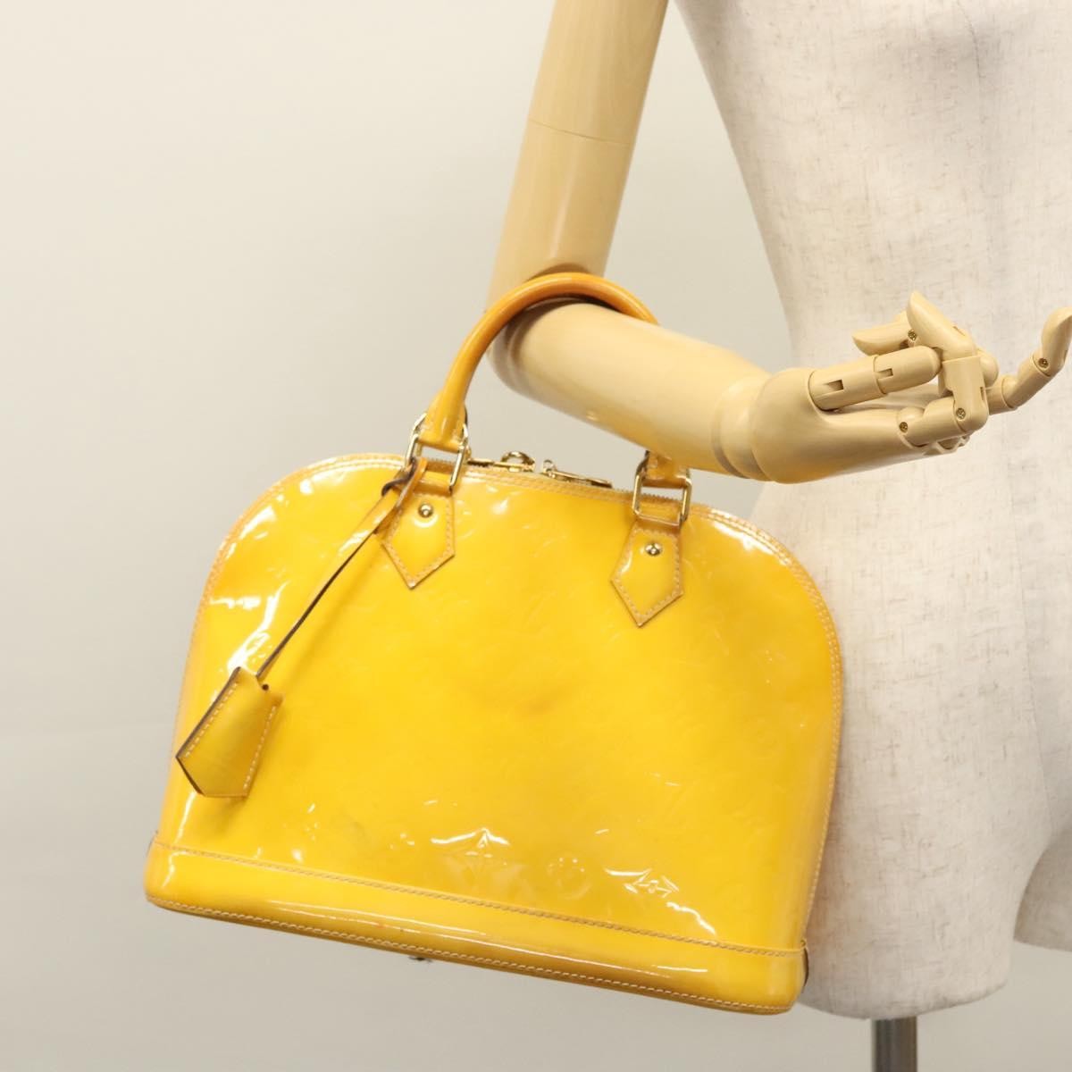 Louis Vuitton LOUIS VUITTON Monogram Vernis Alma PM Hand Bag Citrin M90101 LV Authentic EC497