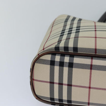Burberry BURBERRY Nova Check Hand Bag Nylon Beige Silver Authentic 85862
