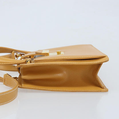 Gucci GUCCI Hand Bag Leather 2way Beige Gold Authentic 173886