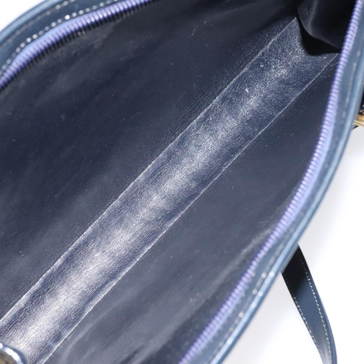 Dior Christian Dior Trotter Canvas Hand Bag Navy Gold Authentic MX415