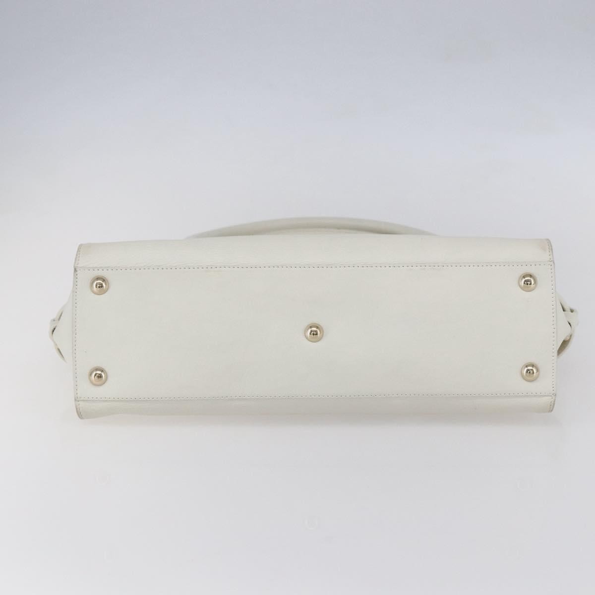 Salvatore Ferragamo Salvatore Ferragamo Gancini Shoulder Bag Leather White Gold Authentic 154689
