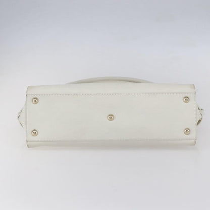 Salvatore Ferragamo Salvatore Ferragamo Gancini Shoulder Bag Leather White Gold Authentic 154689