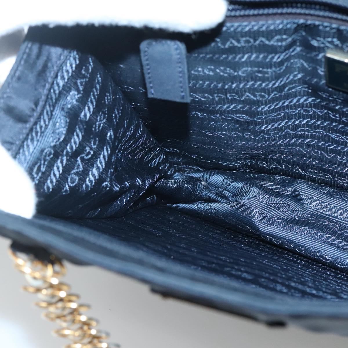 Prada PRADA Hand Bag Nylon Navy Gold Authentic 126301