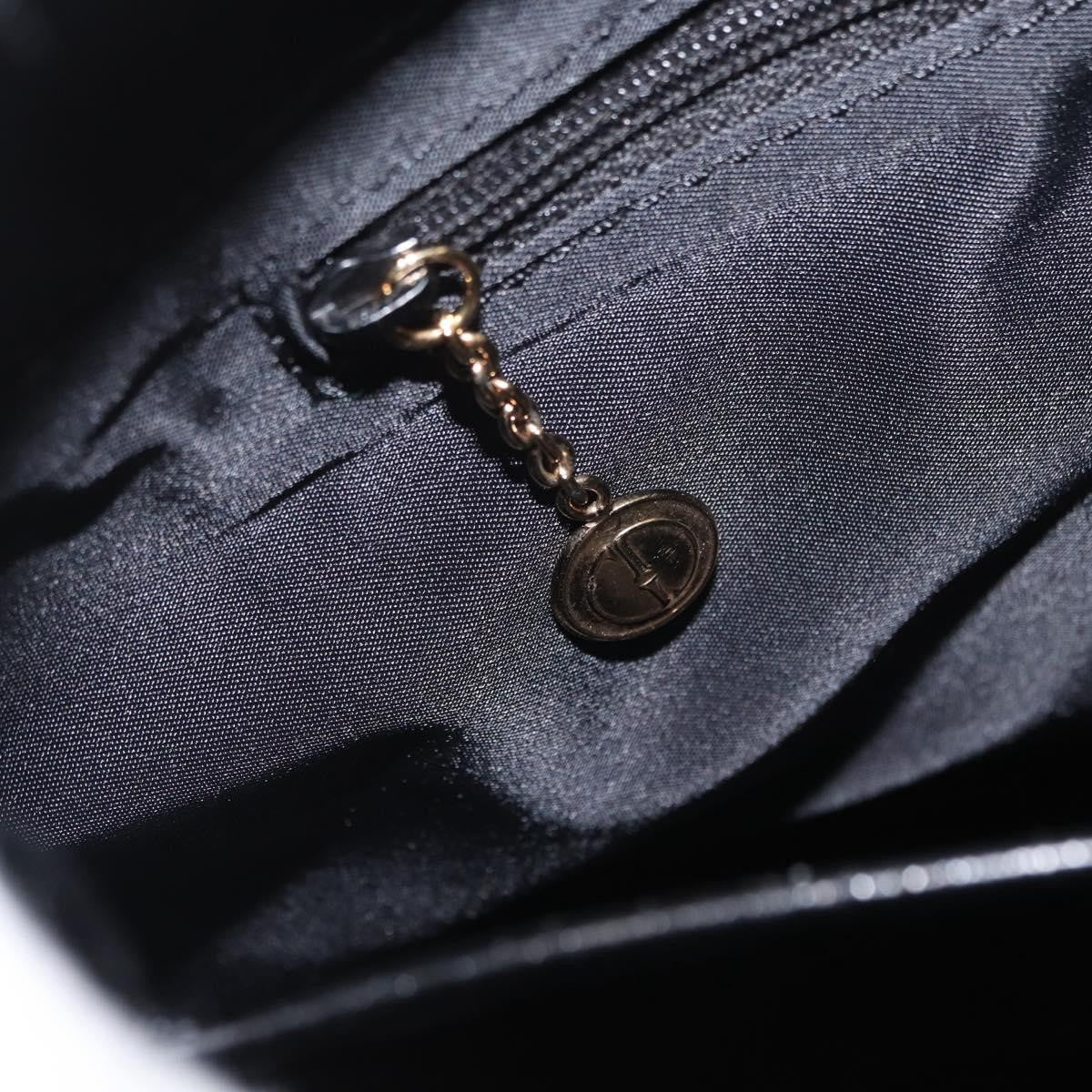 Gucci GUCCI Hand Bag Leather Black Gold Authentic BA9107