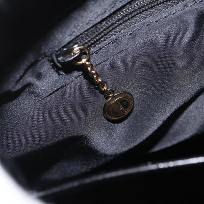 Gucci GUCCI Hand Bag Leather Black Gold Authentic BA9107