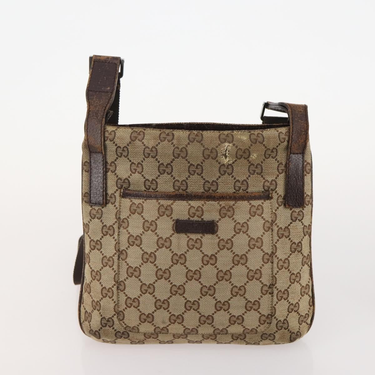 Gucci GUCCI GG Canvas Shoulder Bag 4 Set Black Beige Authentic 178854