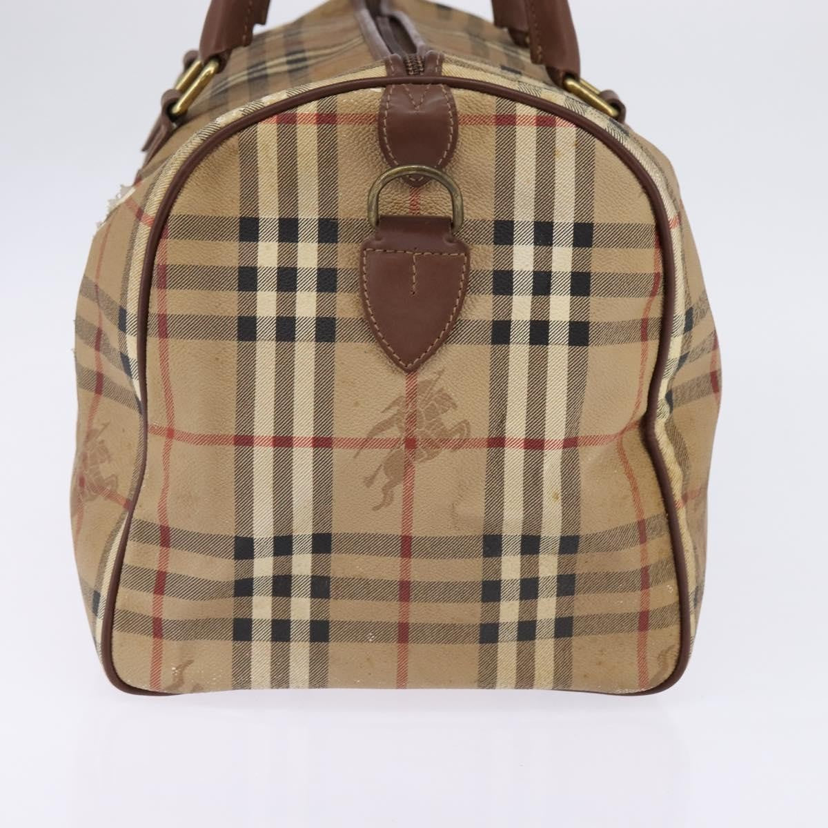 Burberrys Burberrys Nova Check Boston Bag PVC Beige Gold Authentic gh919