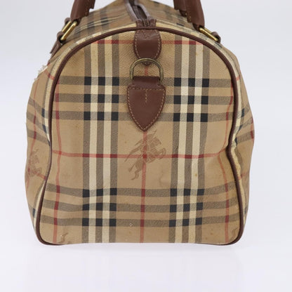 Burberrys Burberrys Nova Check Boston Bag PVC Beige Gold Authentic gh919