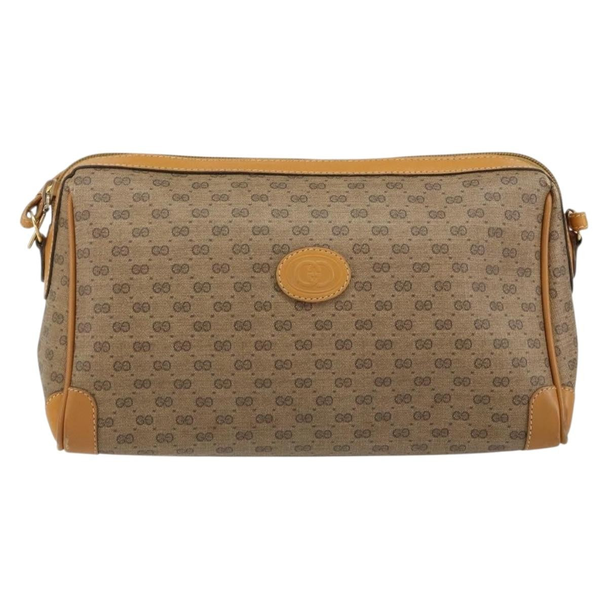Gucci GUCCI Micro GG Supreme Shoulder Bag PVC Beige Gold Authentic ep11521