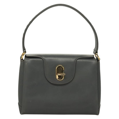 Gucci GUCCI Hand Bag Leather Gray Silver Authentic mr1461