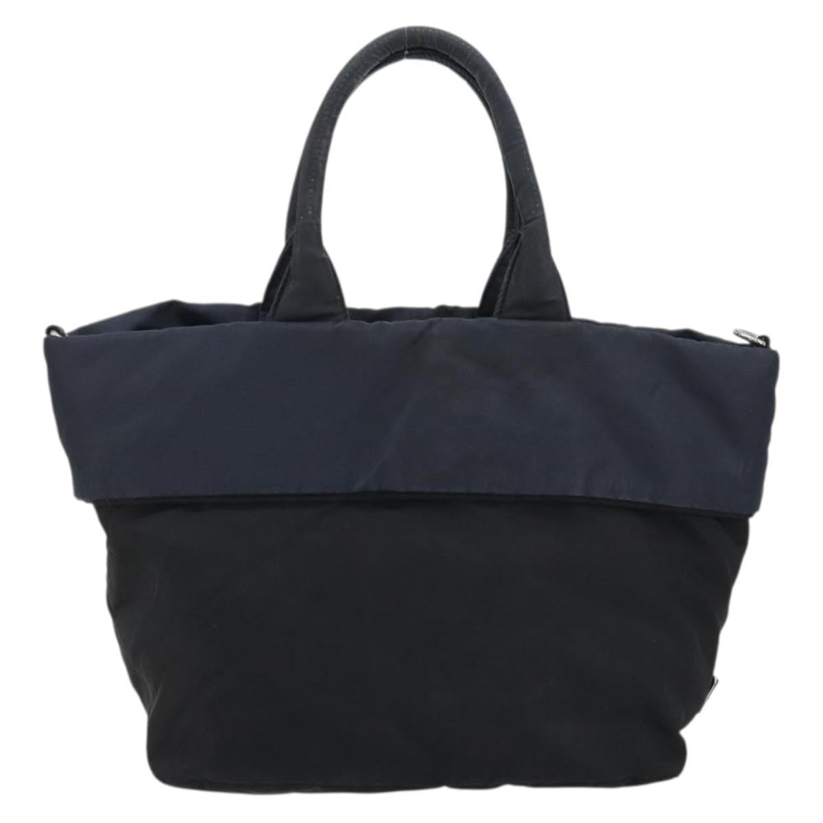 Prada PRADA Hand Bag Nylon Black Silver Authentic 175740