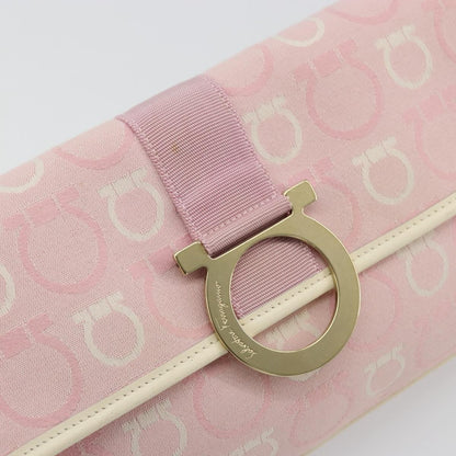 Salvatore Ferragamo Salvatore Ferragamo Gancini Shoulder Bag Canvas Pink Gold Authentic BA12412