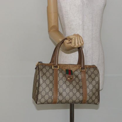 Gucci GUCCI GG Supreme Web Sherry Line Boston Bag PVC Beige Gold 40 02 006 Authentic 144227