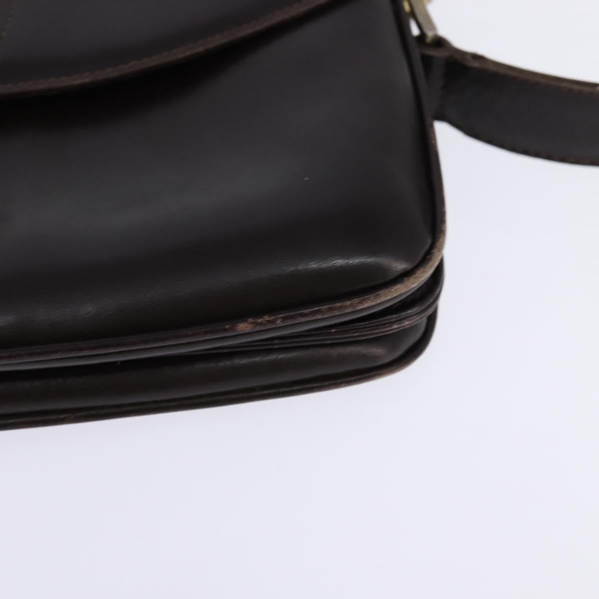Gucci GUCCI Web Sherry Line Shoulder Bag Leather Dark Brown Gold Red Authentic ep11429