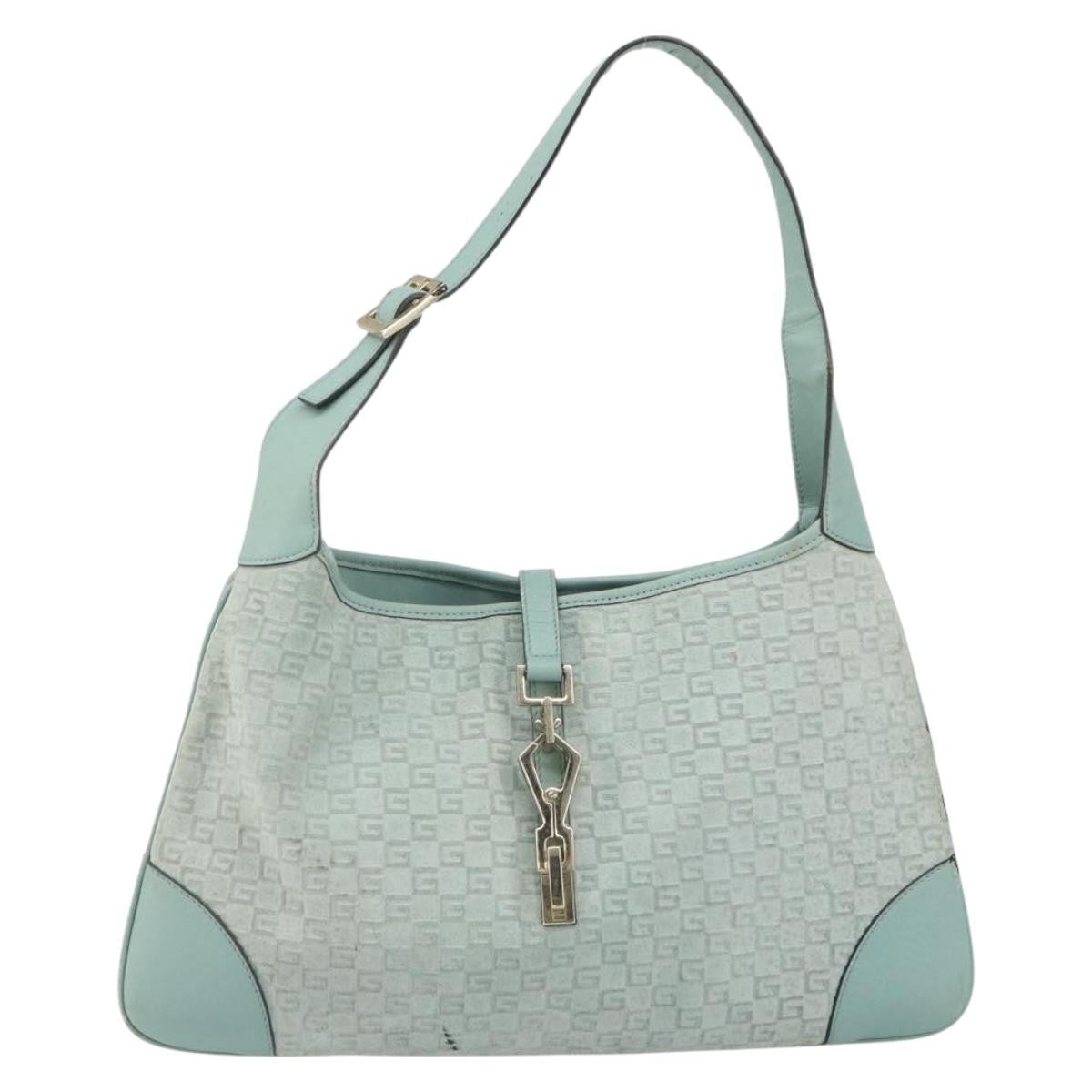 Gucci GUCCI Shoulder Bag Suede Light Blue Gold 001 4057 Authentic ep12851