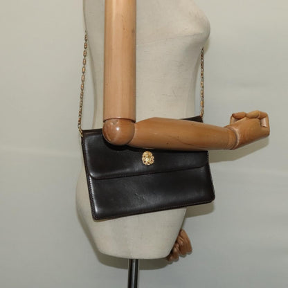 Celine CELINE Chain Shoulder Bag Leather Brown Gold Authentic BA2445