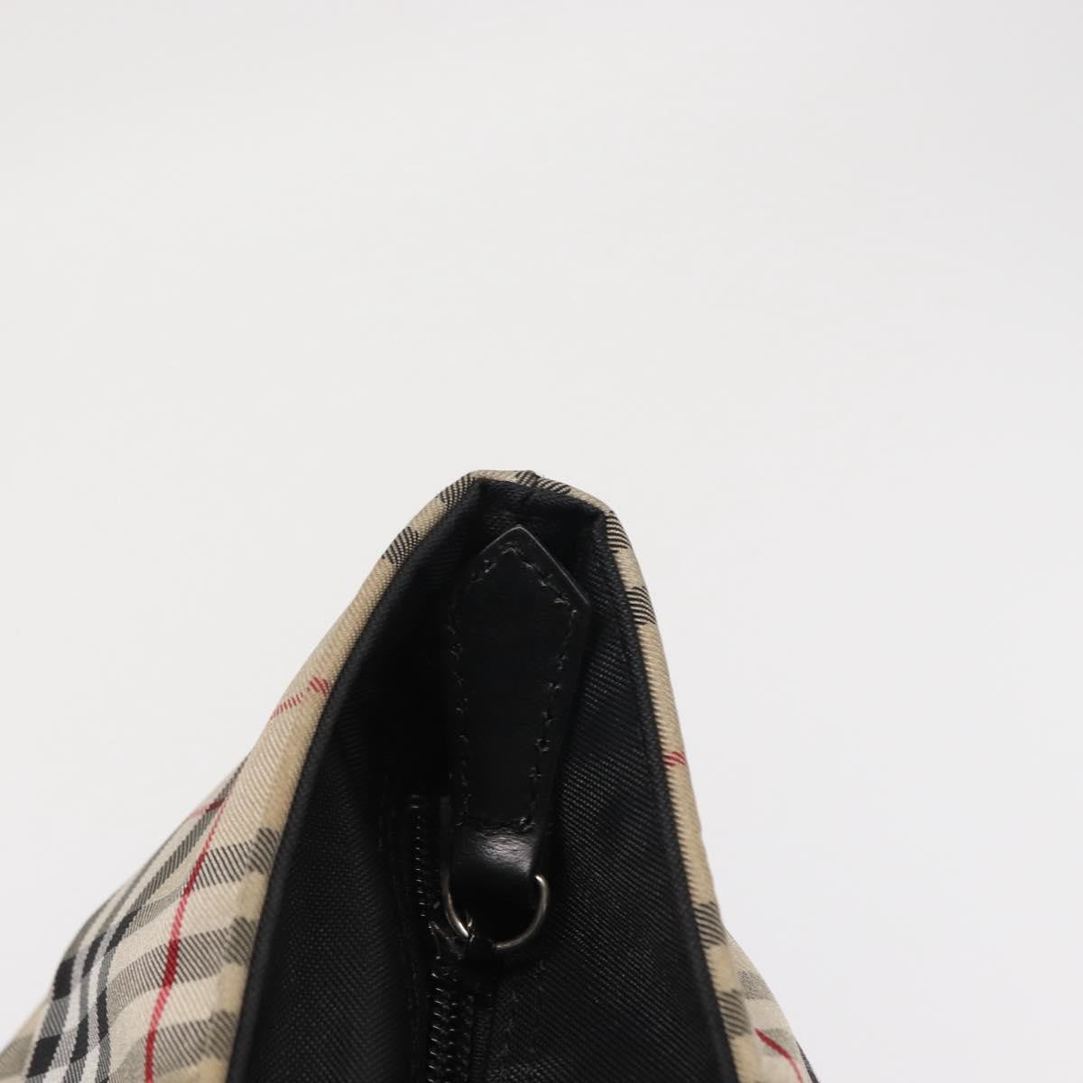 Burberry BURBERRY Nova Check Blue Label Hand Bag Nylon Beige Silver Authentic 169408