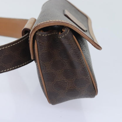 Celine CELINE Macadam Canvas Waist bag PVC Leather Brown Gold Authentic yk15121